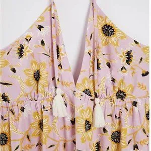 loft beach striped floral midi dress Cream Striped Floral Smocked Waist Midi Dress – PinkBlush main image 1